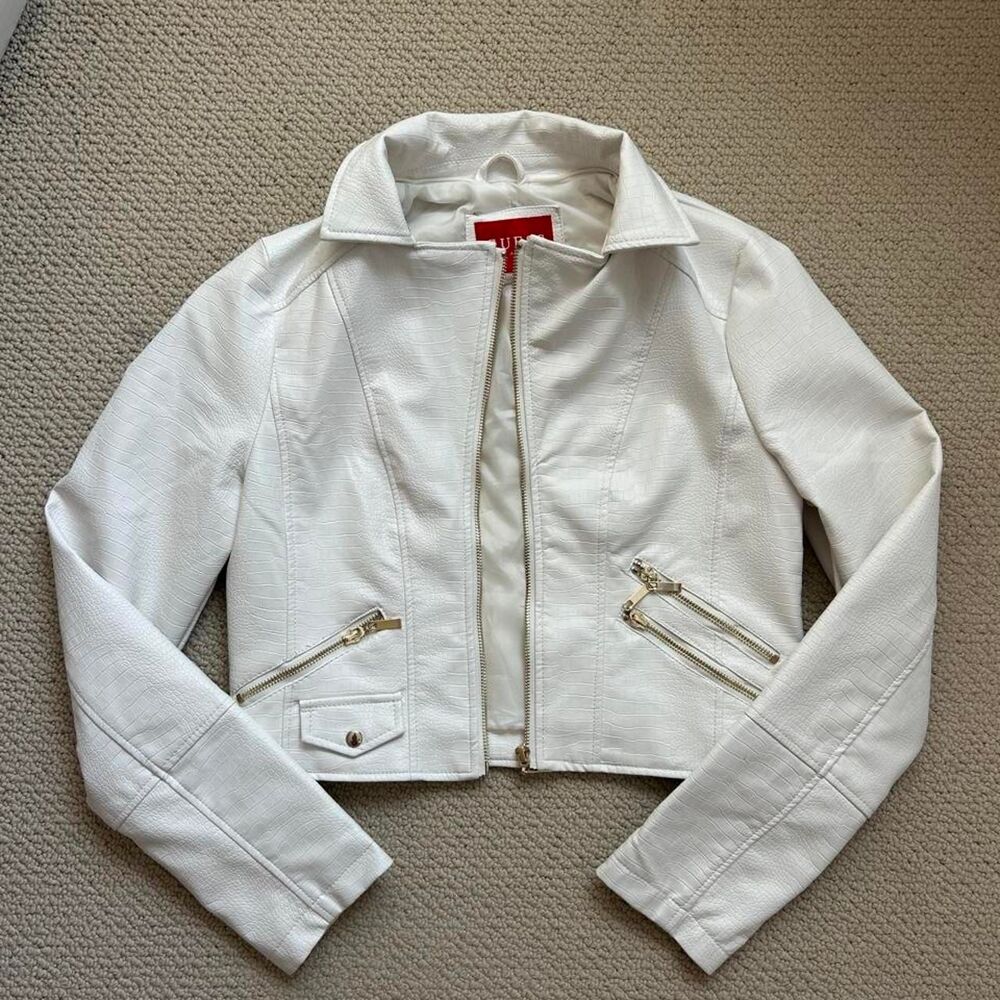 Guess Women's White Leather Jacket